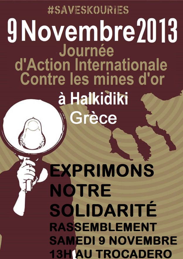 Συγκέντρωση αλληλεγγύης στο Παρίσι ενάντια στα μεταλλεία χρυσού στη Χαλκιδική 9/11